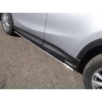 Пороги труба овальная с накладками 75х42 мм для Mazda CX-5 2015-2024