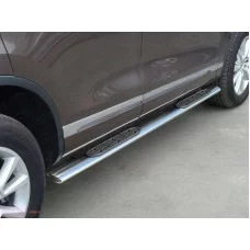 Пороги труба овальная с накладками 120х60 мм для Volkswagen Touareg 2014-2017