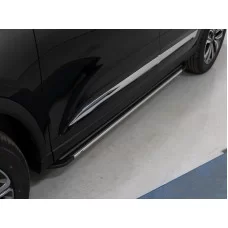 Пороги алюминиевые Slim Line Silver для Chery Tiggo 8 2020-2024