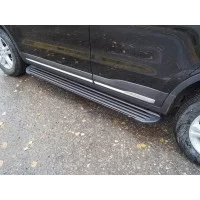 Пороги алюминиевые Slim Line Silver для Geely Atlas 2018-2024