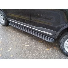 Пороги алюминиевые Slim Line Silver для Geely Atlas 2018-2024