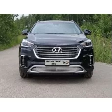 Накладка решётки радиатора 12 мм без круиз-контроля для Hyundai Santa Fe Grand 2016-2018