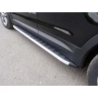 Пороги алюминиевые ТСС с накладкой для Hyundai Santa Fe Grand 2016-2018