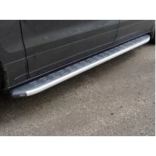 Пороги алюминиевые ТСС с накладкой для Hyundai H-1 Starex 2019-2021