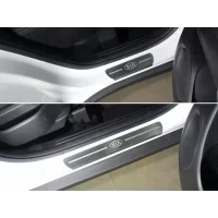 Накладки на пороги лист шлифованный логотип Kia 4 штуки для Kia Soul 2014-2024