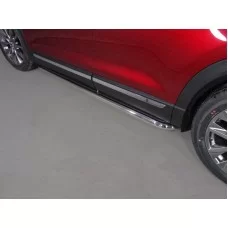 Пороги с площадкой нержавеющий лист 60 мм для Mazda CX-9 2017-2024