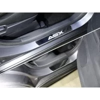 Накладки на пороги лист зеркальный надпись ASX 4 шт для Mitsubishi ASX 2017-2022