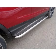Пороги с площадкой нержавеющий лист 60 мм для Nissan Qashqai 2019-2024