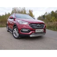 Защита передняя овальная короткая 75х42 мм для Hyundai Santa Fe 2015-2018