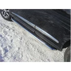 Пороги с площадкой нержавеющий лист укороченные 42 мм для Infiniti JX35/QX60 2012-2016