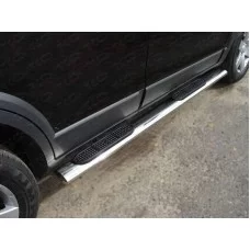 Пороги труба овальная с накладками 120х60 мм для Mazda CX-9 2012-2016