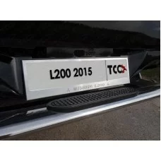Защита заднего бампера овальная 120х60 мм с накладкой для Mitsubishi L200 2015-2019