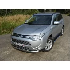 Защита передняя овальная 75х42 мм для Mitsubishi Outlander 2012-2014