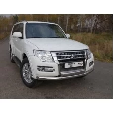 Защита передняя двойная 76/75 мм для Mitsubishi Pajero 4 2014-2024