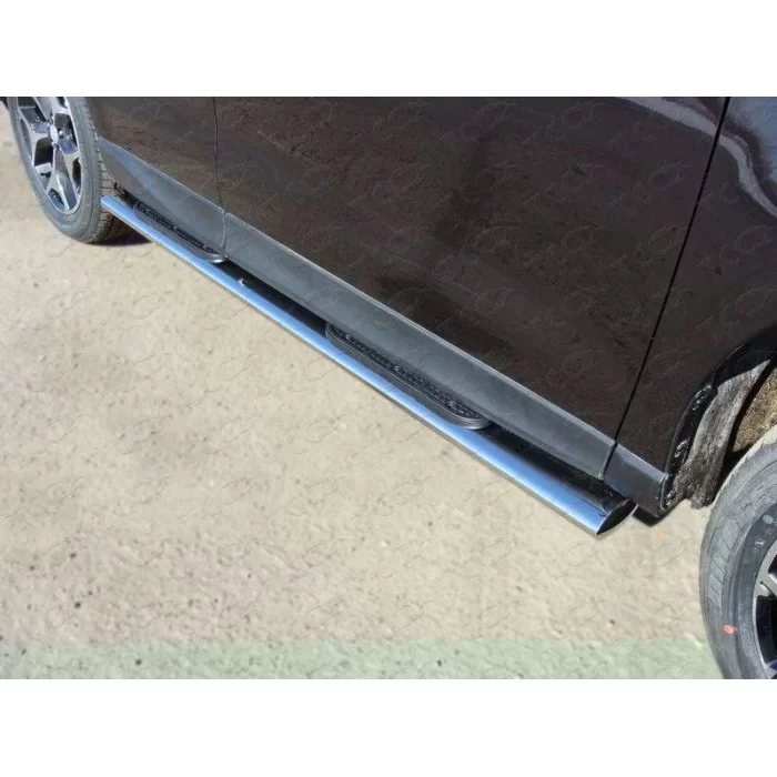 Пороги труба овальная с накладками 120х60 мм для Subaru Forester SJ 2013-2016 артикул SUBFOR13-04