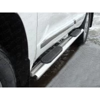 Пороги труба овальная с проступью 120х60 мм для Toyota Land Cruiser 200 2007-2015
