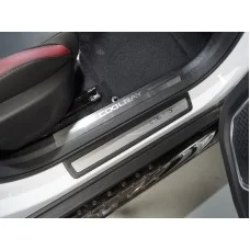 Накладки на пластиковые пороги лист шлифованный надпись Coolray 2 шт для Geely Coolray 2019-2023