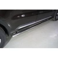 Пороги овальные с накладкой 75х42 мм для Kia Sorento 2020-2024