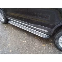 Пороги алюминиевые Slim Line Black для Geely Atlas 2018-2024