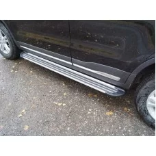 Пороги алюминиевые Slim Line Black для Geely Atlas 2018-2024