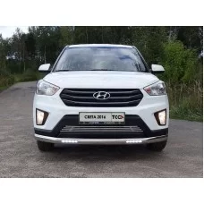 Защита передняя овальная с ДХО 75х42 мм для Hyundai Creta 2016-2021