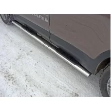 Пороги труба овальная с накладками 120х60 мм для Hyundai Santa Fe Grand 2016-2018