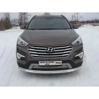 Защита передняя овальная с ДХО 75х42 мм для Hyundai Santa Fe Grand 2014-2016