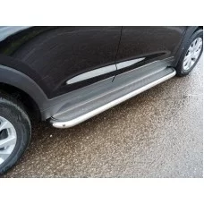 Пороги с площадкой нержавеющий лист 60 мм для Hyundai Tucson 2018-2021