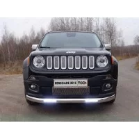 Защита передняя овальная с ДХО 75х42 мм для Jeep Renegade 2015-2024