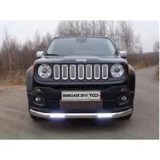 Защита передняя овальная с ДХО 75х42 мм для Jeep Renegade 2015-2024