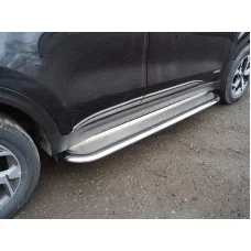 Пороги с площадкой нержавеющий лист 75х42 мм для Kia Sportage 2019-2024