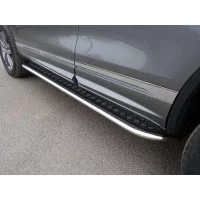 Пороги овал с площадкой алюминиевый лист 75х42 мм для Mazda CX-5 2015-2024