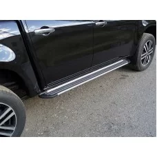 Пороги алюминиевые Slim Line Silver для Mercedes-Benz X-Class 2018-2020
