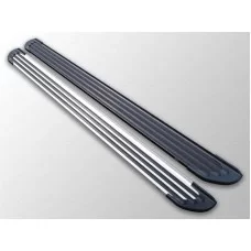 Пороги алюминиевые Slim Line Black для Hyundai Santa Fe 2010-2012