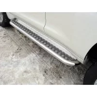 Пороги с площадкой алюминиевый лист 60 мм для Toyota Land Cruiser Prado 150 2017-2024
