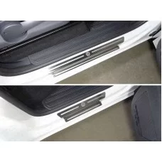 Накладки на пороги лист шлифованный лого Volkswagen для Volkswagen Amarok 2016-2024