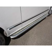 Пороги с площадкой алюминиевый лист 60 мм для Volkswagen Caravelle T6 2015-2024