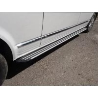 Пороги алюминиевые Slim Line Silver для Volkswagen Multivan T6 Long 2015-2024