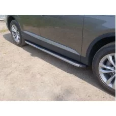 Пороги алюминиевые ТСС с накладкой серебристые для Audi Q7 2015-2024