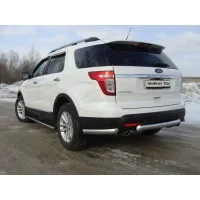Защита заднего бампера овальная короткая 75х42 мм для Ford Explorer 2011-2015