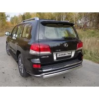 Защита заднего бампера овальная 75-42 мм для Lexus LX-570 Sport 2014-2024