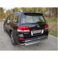 Защита заднего бампера овальная 75-42 мм для Lexus LX-570 Sport 2014-2024