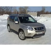 Защита передняя овальная 75х42 мм для Nissan X-Trail 2011-2015