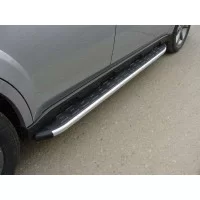 Пороги алюминиевые ТСС с накладкой для Subaru Outback 2012-2014