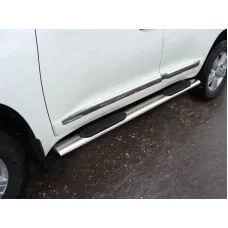 Пороги труба овальная с накладками 120х60 мм для Toyota Land Cruiser 200 2015-2024