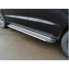 Пороги алюминиевые Slim Line Silver для Geely Emgrand X7 2018-2024