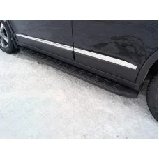 Пороги алюминиевые ТСС с накладкой чёрные для Haval H6 2014-2020