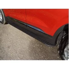 Пороги алюминиевые Slim Line Black для Hyundai Santa Fe 2018-2020