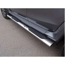 Пороги труба овальная с накладками 120х60 мм для Renault Duster 2011-2015