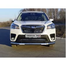 Защита передняя овальная с ДХО 75х42 мм для Subaru Forester SK 2018-2024